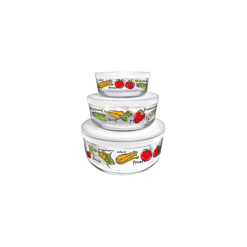 Compra Contenedor vidrio con tapa set 3u ø12-15-18 cm - vegetales CERVE M88750 al mejor precio