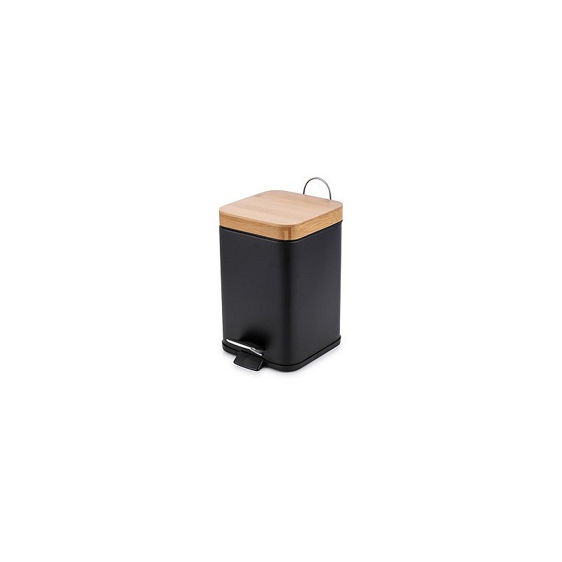 Compra Cubo metal cuadrado tapa bambu 3l negro 16 x 16 x 25cm ITEM PB-197312 al mejor precio