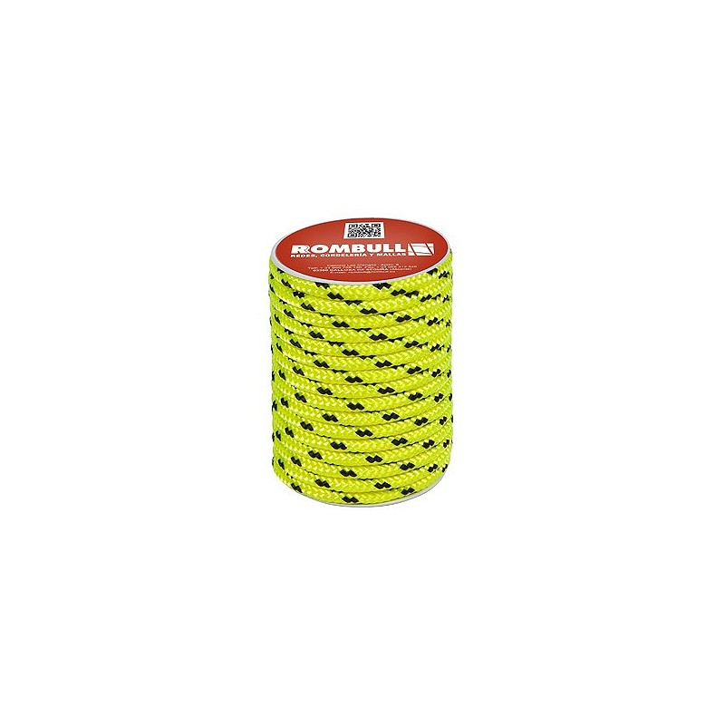 Compra Cuerda poliester trenzado con alma diámetro 10 mm 15 mt amarillo fluorescente ROMBULL 429414001750 al mejor precio