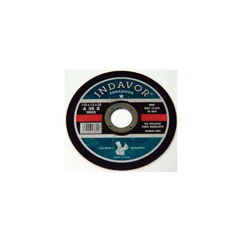 Compra Disco corte inoxidable diámetro 115 x 1 x 22 mm INDAVOR 11A12IN/11A10IN al mejor precio