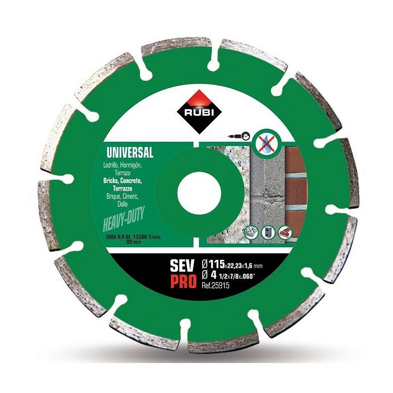 Compra Disco diamante corte seco general obra segmentado diámetro 115 mm pro RUBI 25915 al mejor precio