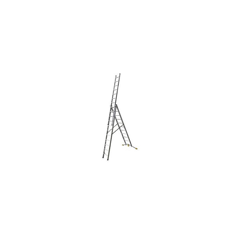 Compra Escalera aluminio triple combinada hobbylot 3 x 9 peldaños HAILO 1422-801 al mejor precio