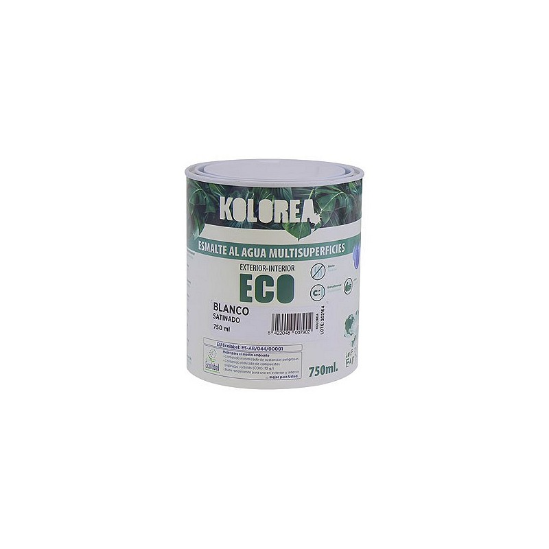 Compra Esmalte al agua eco satinado 750 ml blanco KOLOREA KES-01 -750ML/06132 al mejor precio