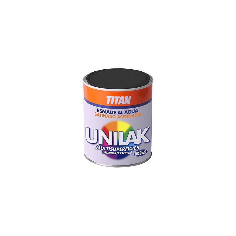 Compra Esmalte al agua unilak satinado 750 ml negro TITAN 03F140134/5727956 al mejor precio